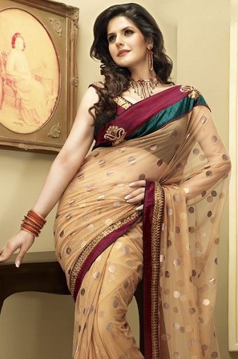 The Golden Net Saree With Red Border