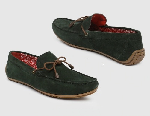 Green Suede Leather Loafers