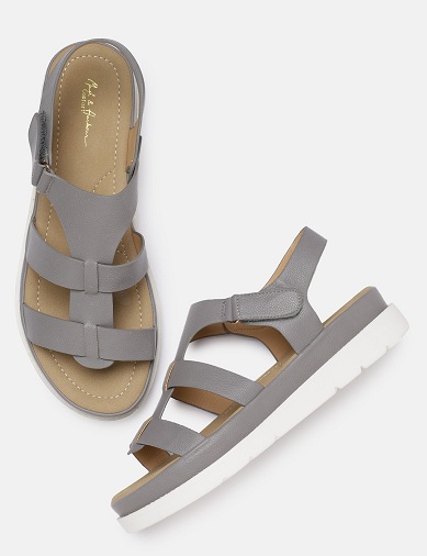 Grey High Heel Platform Sandals