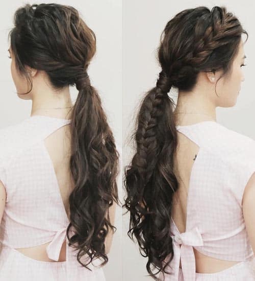 low braided ponytail women