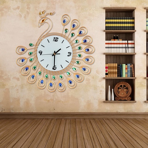 Luxurious Diamond Peacock - Home Wall Clock Design