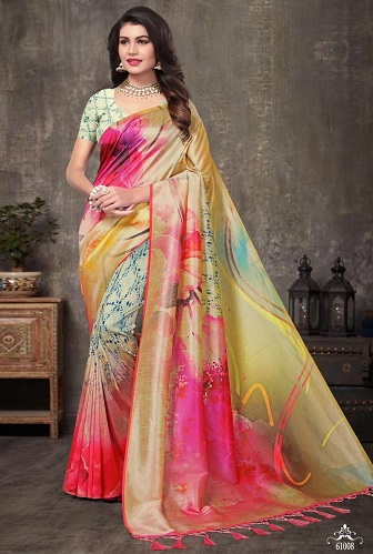 Multi-Colored Printed Saree