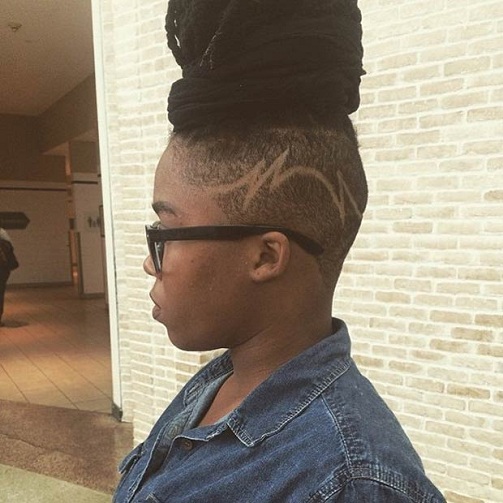 Protective Style Bun with Half-Shaved Head