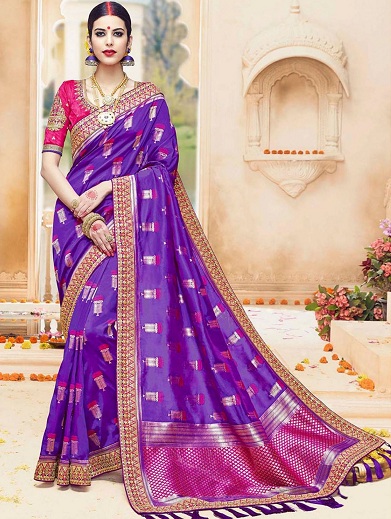 Designer Pure Cotton Sarees with All over Linear Stripes ~lavender –  verymuchindian.com