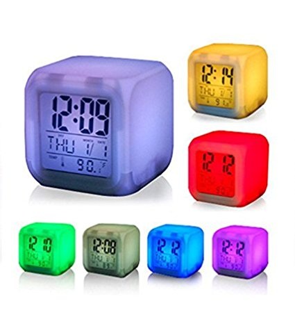 Seven Colour Changing LED Desk Clocks