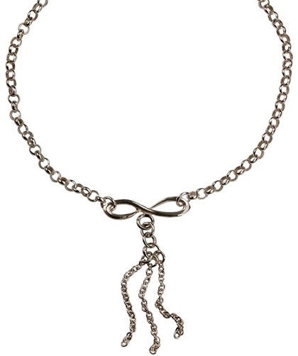 Silver Infinity Tassel Ankle Bracelet For Girls