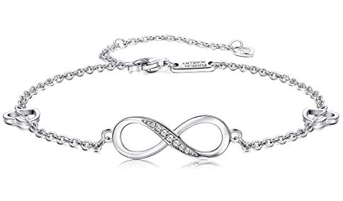 Sterling Silver Infinity Anklet With Rhinestones