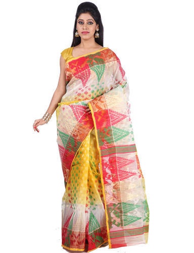 Dhonekhali Tant saree with Ikkat design | Pure Cotton Saree | BongHaat.com  | India's First and largest Bengali eCommerce site | BongHaat.com
