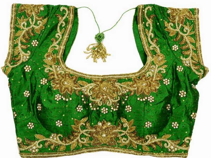Traditional Light and Dark Green Blouse Designs