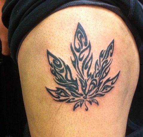 Cannabis Leaf Tattoo by Philip Craft TattooNOW