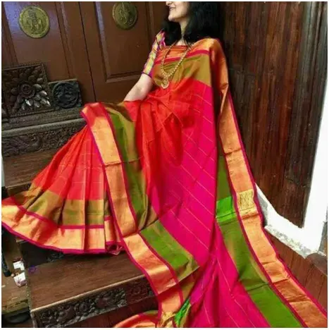 Uppada red pure silk saree with special zari border,handwoven uppada jamdani saree,Red with yellow uppada saree,uppada saree with blouse