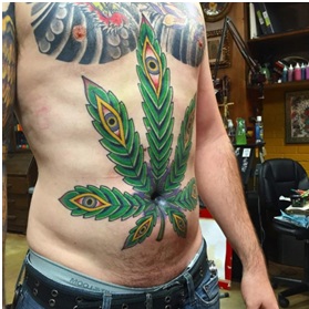 Weed Tattoos On Stomach