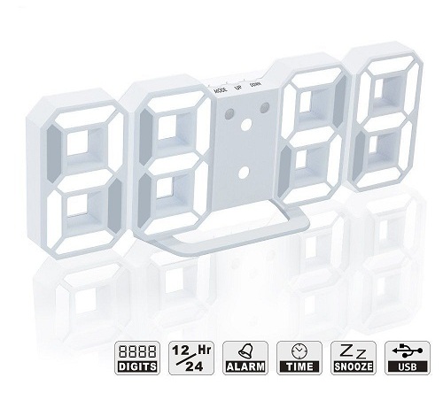 White LED Digital Alarm Clock