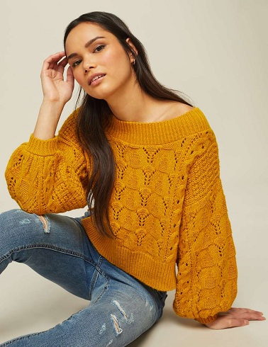 Women Polo Neck Mustard Sweater