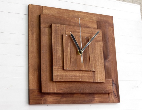 Square Wood Wall Clock