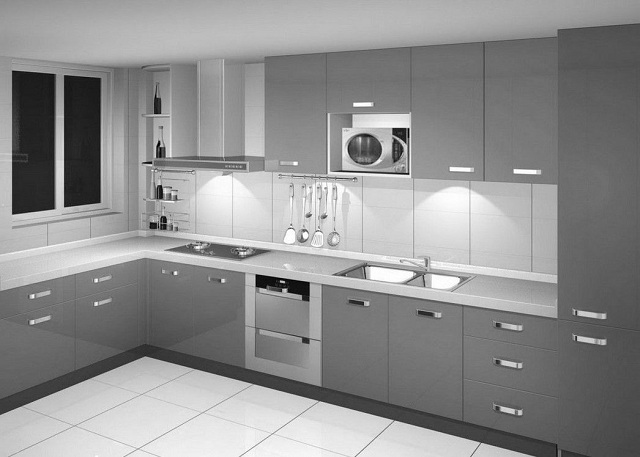Grey L Shaped Kitchen