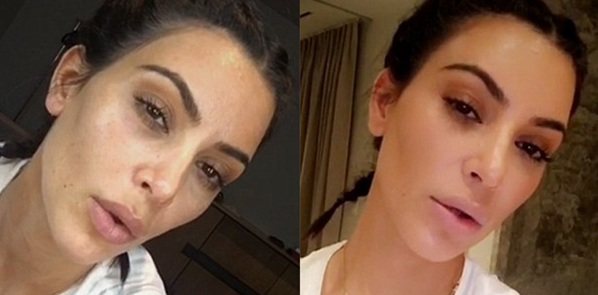 Kim Kardashian before and after makeup 1
