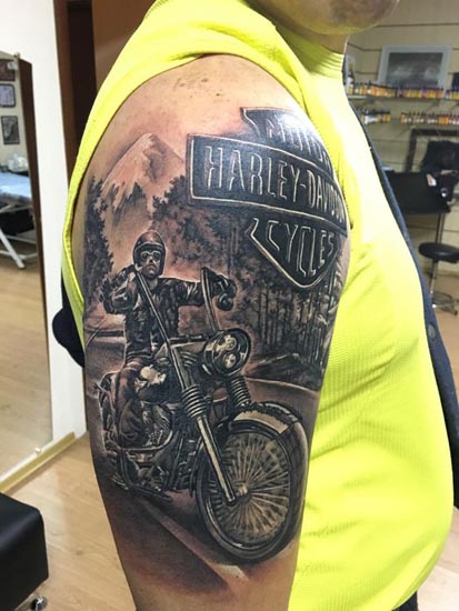 60 Motorcycle Tattoos For Men – Two Wheel Design Ideas | Motorcycle  tattoos, Tattoo designs men, Half sleeve tattoo