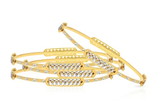 Fancy Gold Bangle Set with Stones