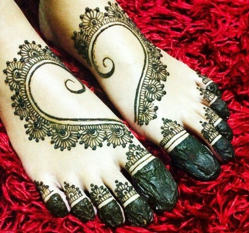 Half and Half on Feet Mehndi Design for Engagement