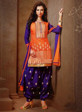 Orange and Purple Salwar Suit