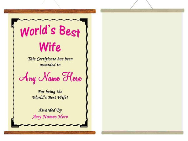 World’s Best Wife Certificate