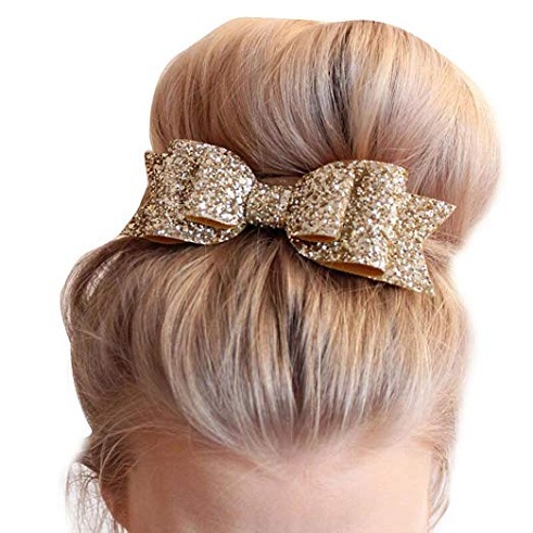 Golden Glitter Hair Bow Band