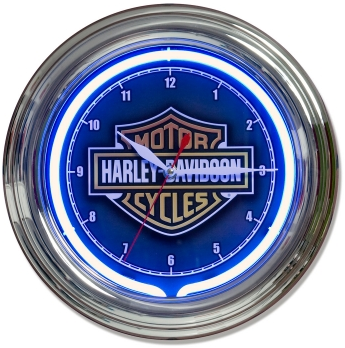 Harley Davidson Blue Neon Clock