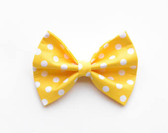 Mustard Yellow Polka Dot Fabric Hair Bow Band