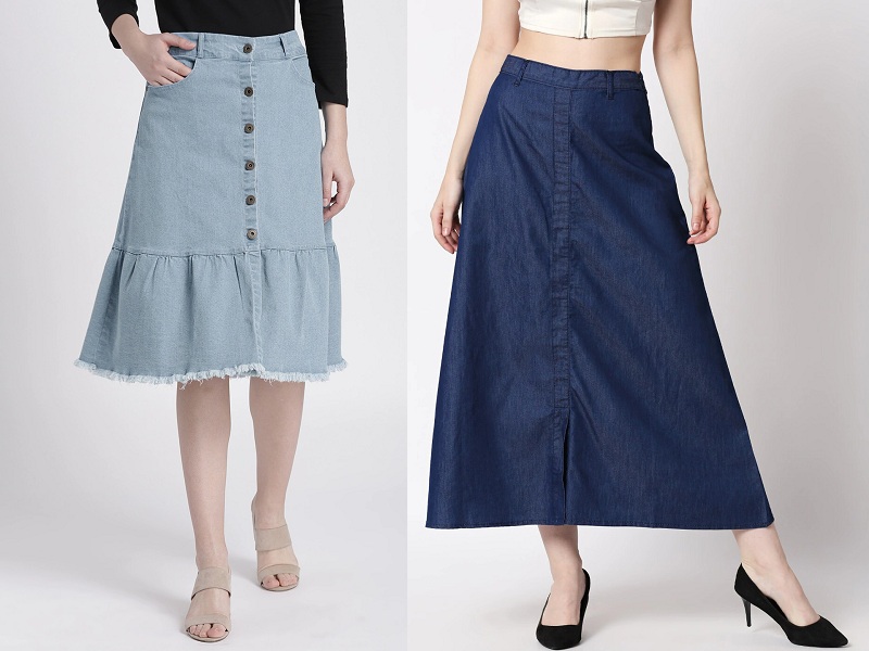 Shop Ladies Blue Denim Skirt | Planet54 Skirts