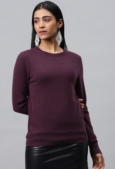Purple Cashmere Wool Sweater