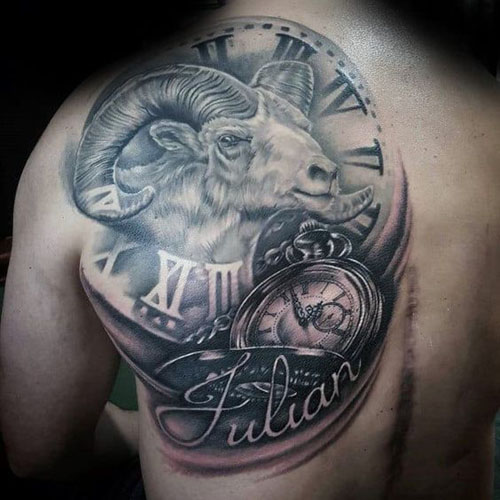 Capricorn Zodiac Tattoo On Chest For Men