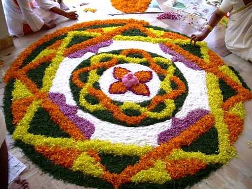 Multi Coloured Flower Rangoli