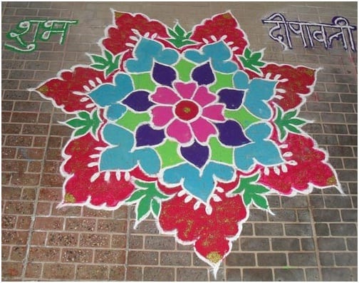 Colourful Floral Rangoli Design