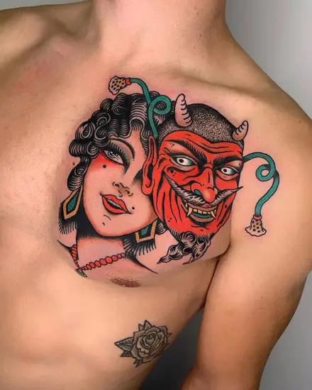 Wayang Kulit Tatu on Instagram Angel strikes down the devil tattoo by  tacojoetaco