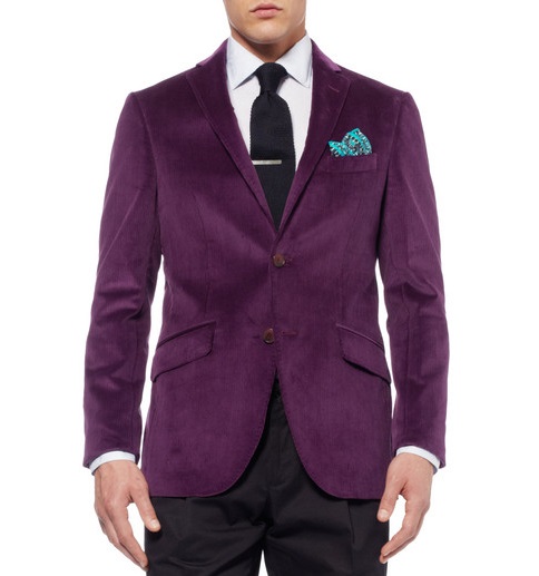Purple Corduroy Blazer Men