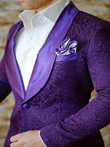 Purple Floral Blazer Men