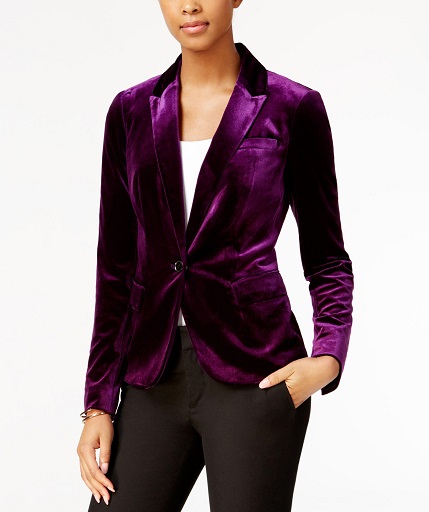 Purple Velvet Blazer Women