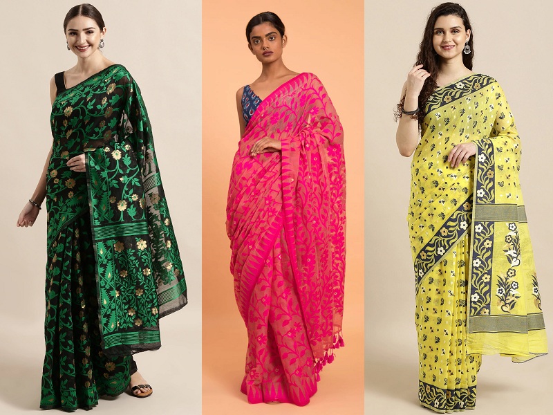 Brand New Designer jamdani Sarees couleurs différentes excellente qualité 