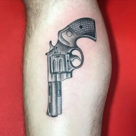 Gun pistol bullets ornate detailed tattoo design Vector Image