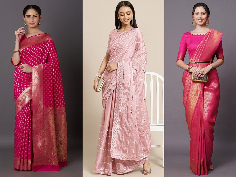 20 Stylish Designs Of Pink Sarees Collection For Stunning Look