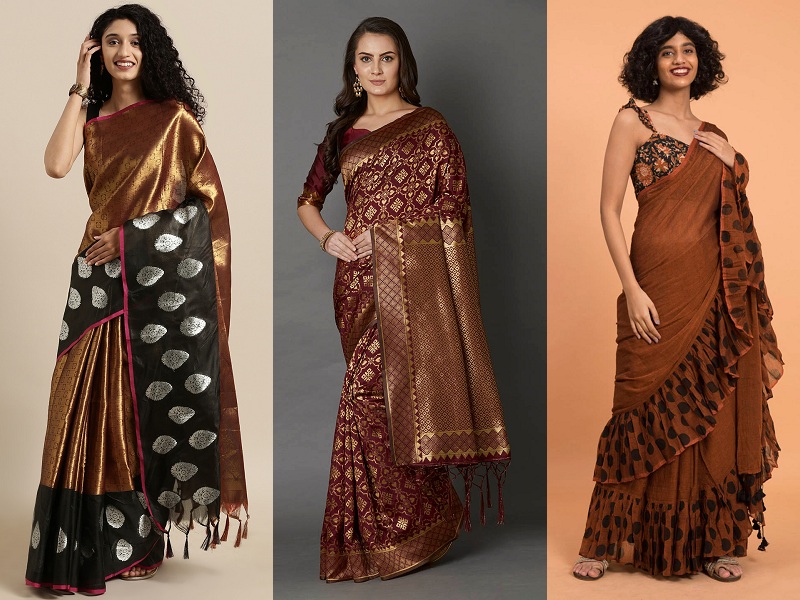 Brown Sarees Top 15 Stylish Designs For You To Look Beautiful!