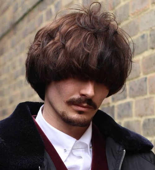 Mushroom Haircut For Males With Curly Hair