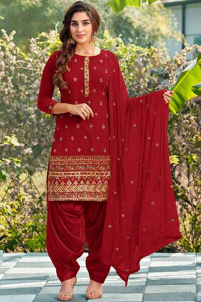 Red Georgette Punjabi Salwar Suit