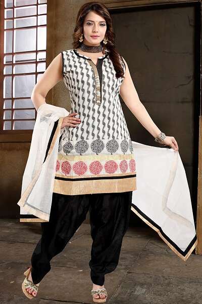 White And Black Patiala Suit