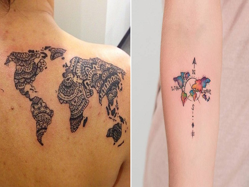 Best World Map Tattoo Designs