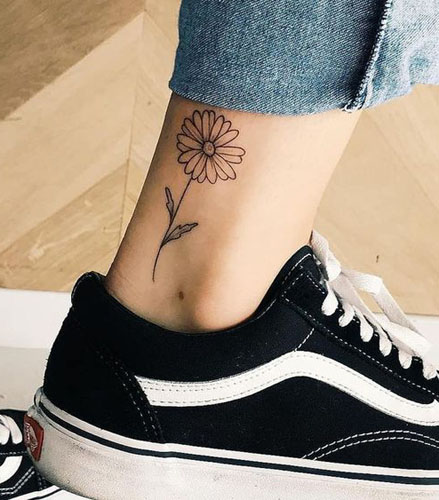 Simple Daisy Tattoo on Ankle
