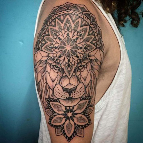 Lion face with geometric patterns . . . . . . . #lion #liontattoo #nature # tattoo #art #artistsoninstagram #artist #black #blackandgrey #... |  Instagram