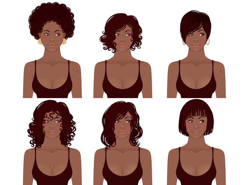 Types of female hairstyles cartoonflatmonochrome Vector Image