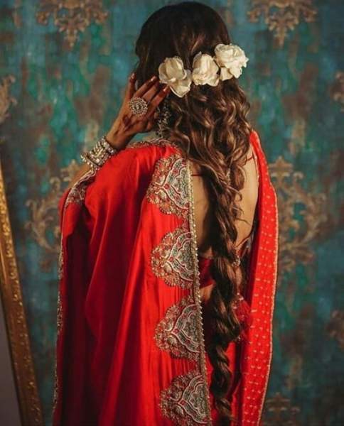 Loose Long Braid With Flowers
